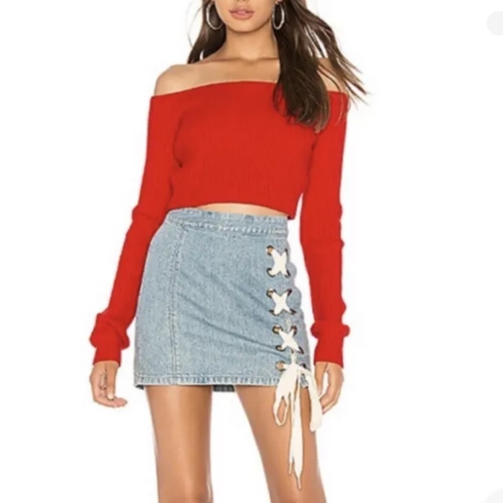 Revolve Lovers + Friends Jake Lace Up Denim Skirt Women’s 27 - Picture 2 of 9